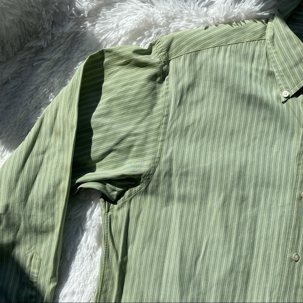BROOKS BROTHERS Green Striped Button Up Shirt 15.5 - Picture 8 of 12